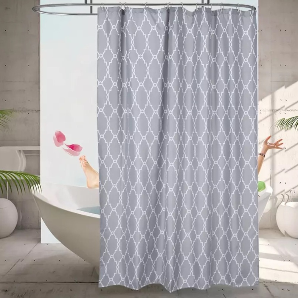 NewHome 70" x 70" Waterproof & Anti-Mildew Shower Curtain with Hooks Grey NEW